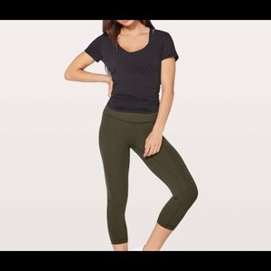 Lululemon Wunder Under Dark Olive Crop Leggings (6)